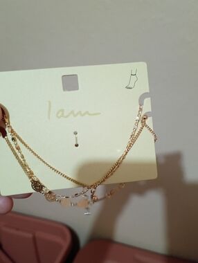 NWT I Am Gold-Tone Layered Anklet with Charms